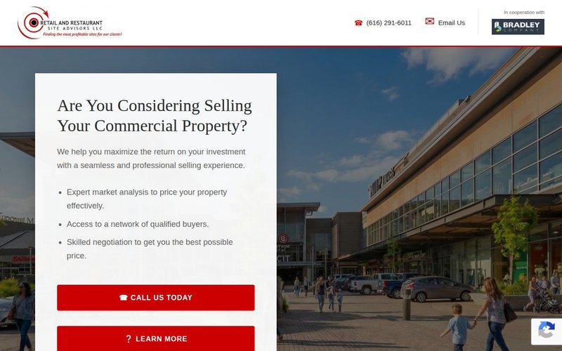 Retail and Restaurant Site-Advisors commercial real estate website
