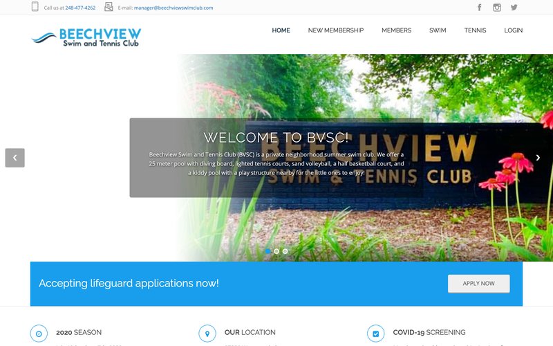 Beachview Swim Club modern responsive website