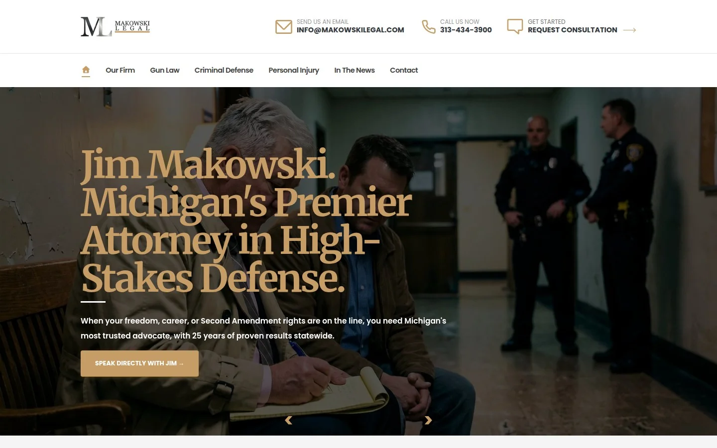 Makowski Legal 2026 website redesign — Michigan gun law and criminal defense attorney website design, Detroit