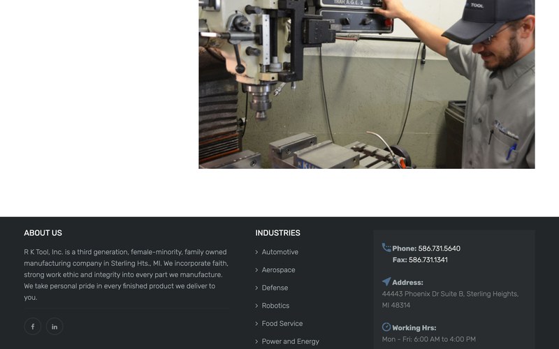 RK Tool Inc. Corporate Website slide 3