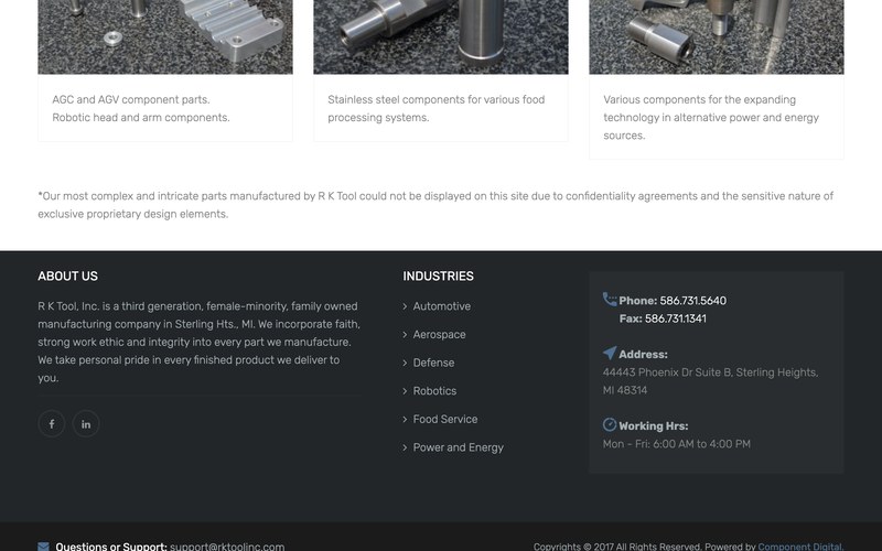RK Tool Inc. Corporate Website slide 4