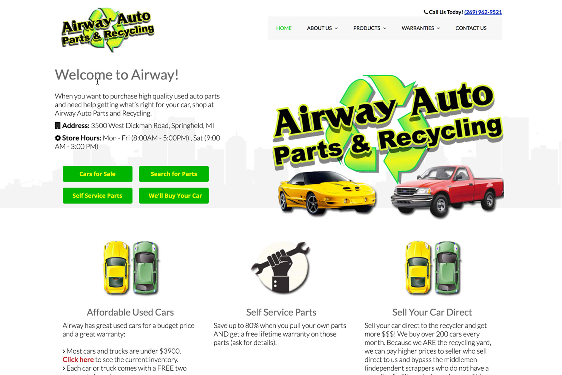 Airway Auto Parts custom line-art website design