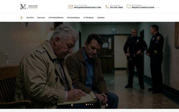 Makowski Legal 2026 website redesign: Michigan gun law and criminal defense attorney website design, Detroit